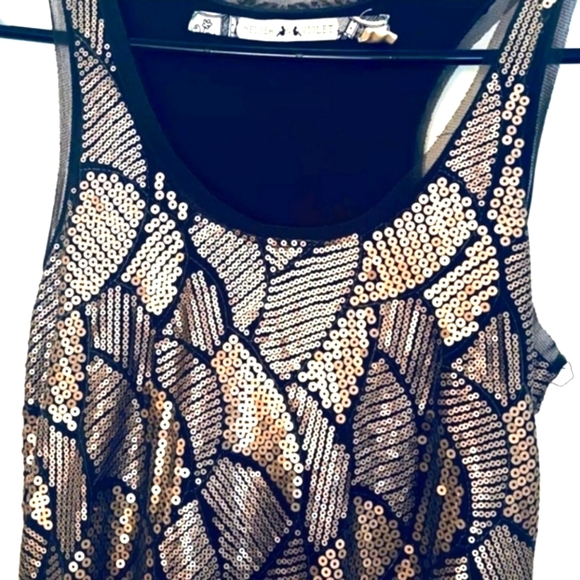 Bodycon Chelsea & Violet Dress Size Medium Gold & Brown Sequins - Picture 10 of 12